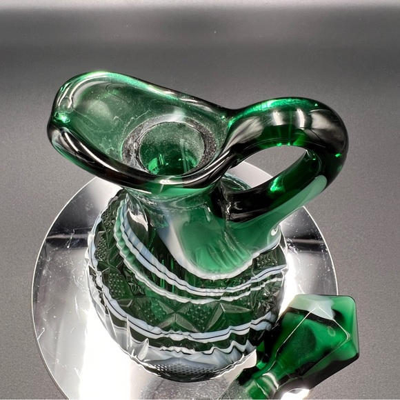 Vintage Cruet Green Slag Diamond - Picture 4 of 7